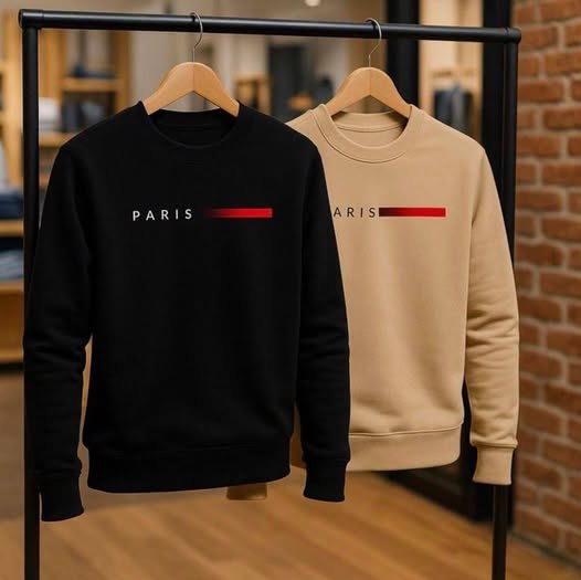 🤓Moletom Masculino Gola Careca Flanelado Paris Suéter Frio