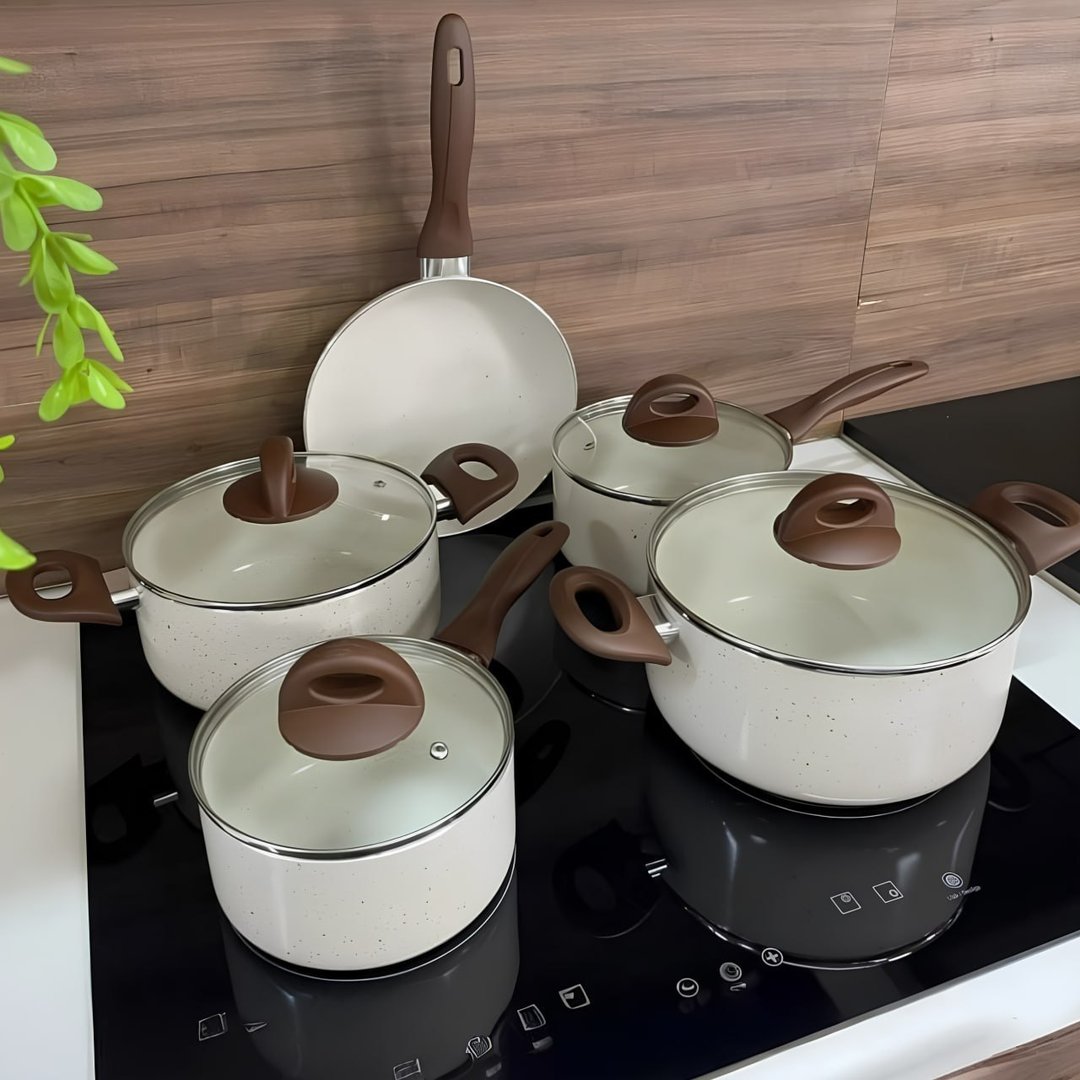 Jogo De Panelas Smart Plus Vanilla Indução Cerâmico 5peças Brinox 4774/101