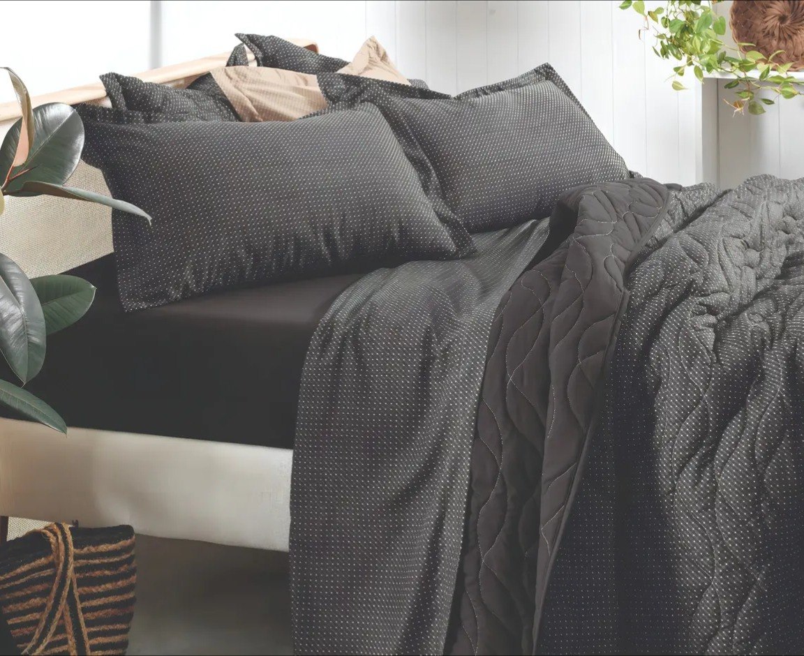 Jogo de Cama Casal Slim Organic Lençol Anti-Pilling Altenburg Preto - 3 peças