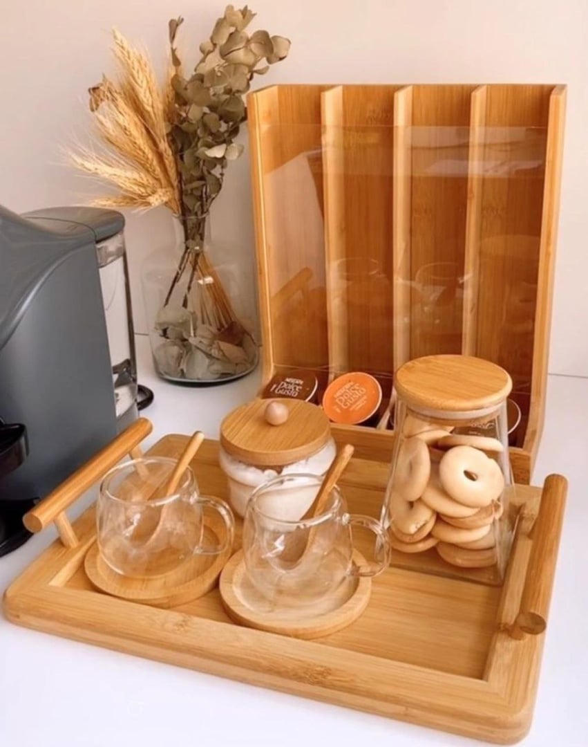 Bandeja Bambu Retangular Com Alça 35cm - Oikos