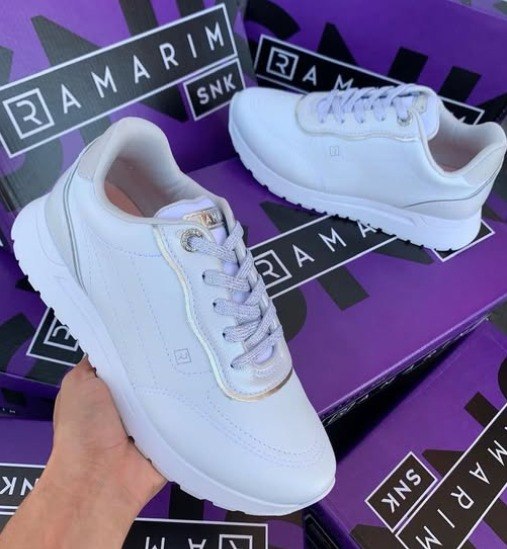 Tênis Ramarim Casual Branco e Prata Feminino - Num. 34 ao 37