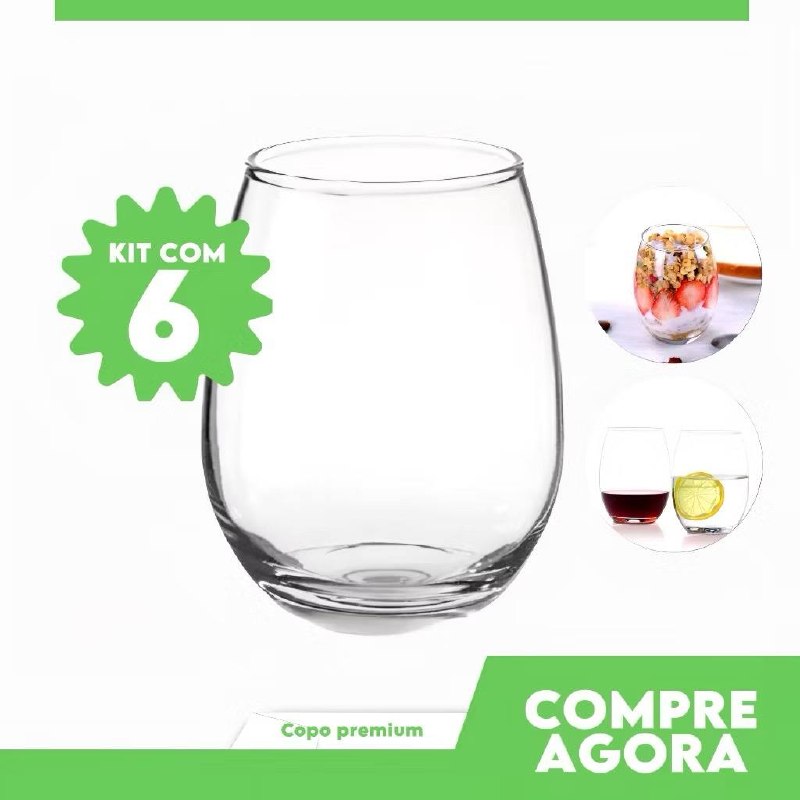 Copo De Vidro Resistente 450ml Para Suco Água Refrigerante