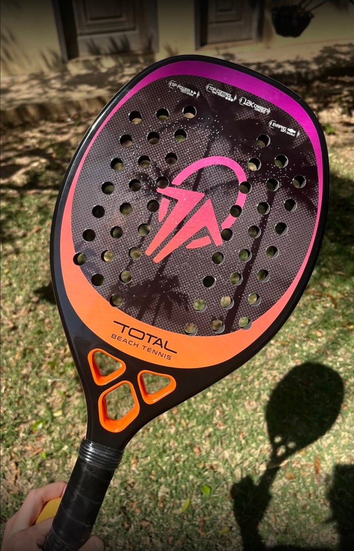 Raquete Beach Tennis Carbono 12k Total Pro Sunset + Capa | Leve e equilibrada | 1 ano de g...