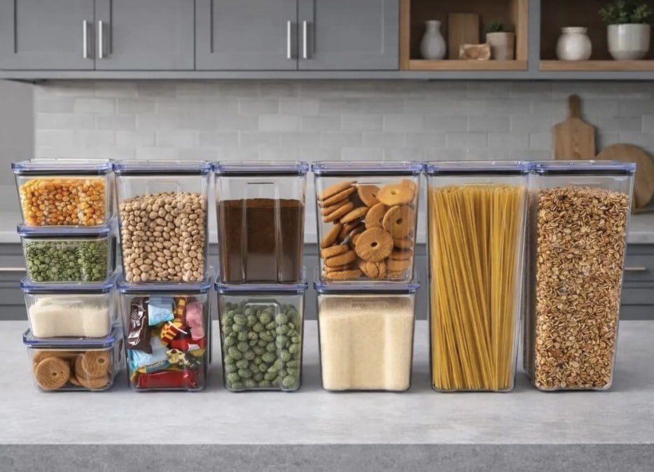 Kit 12 Potes Herméticos Porta Mantimentos Quadrado Cozinha Cor Transparente