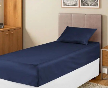 Jogo de Cama Solteiro 100% Poliéster Marcelino Têxtil Hypercal Azul Marinho 2 Peças