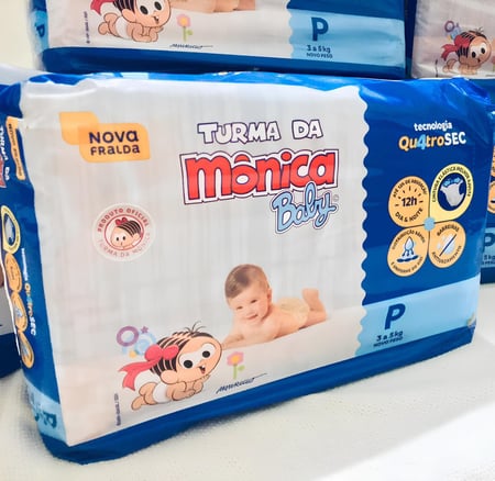 Fralda Turma da Mônica Baby Mega P 62 Unidades
