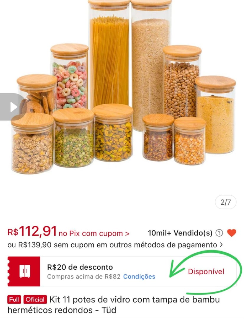 Kit 11 potes de vidro com tampa de bambu herméticos redondos - Tüd