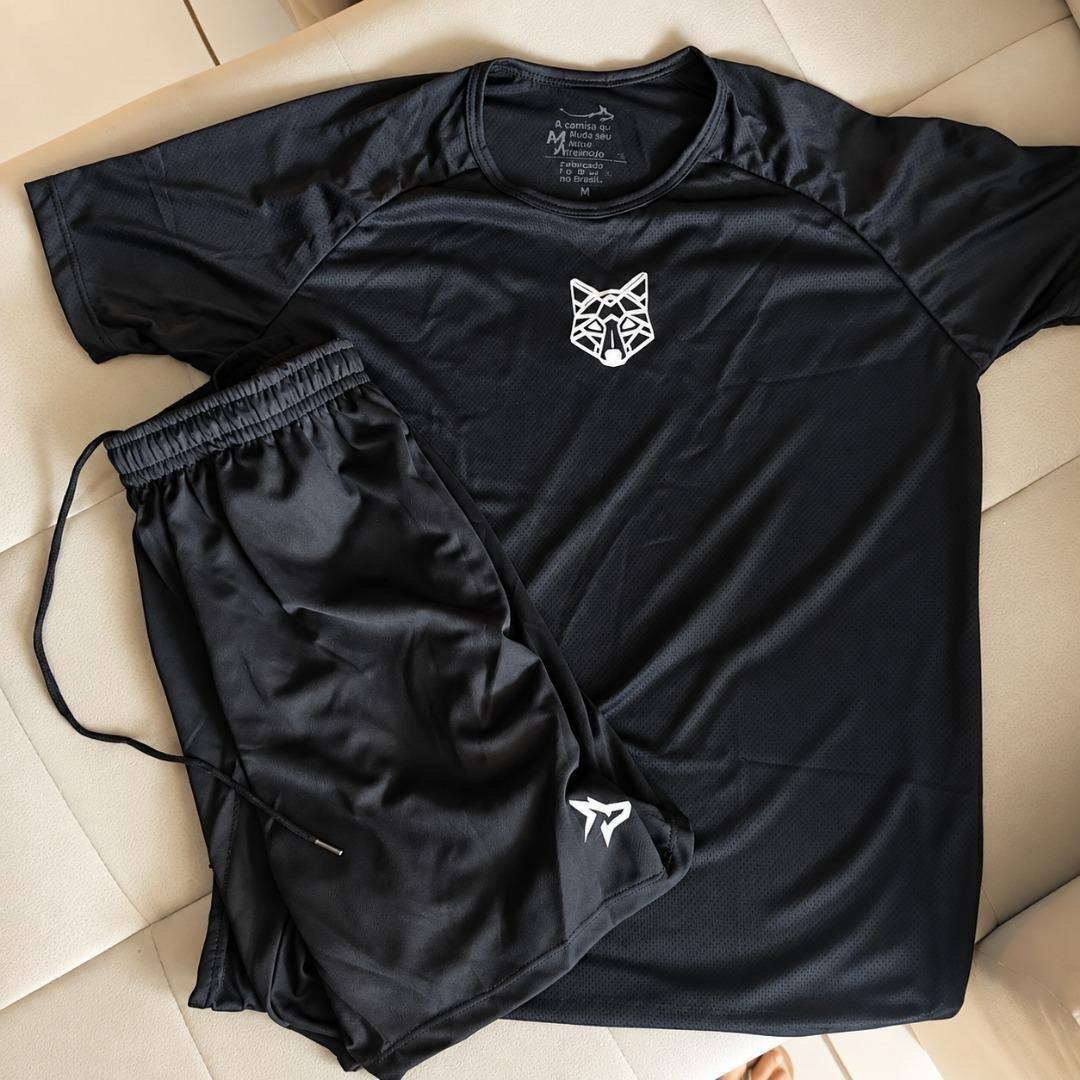 Kit Bermuda+camiseta Lobo Dry Fitness Academia Alpha