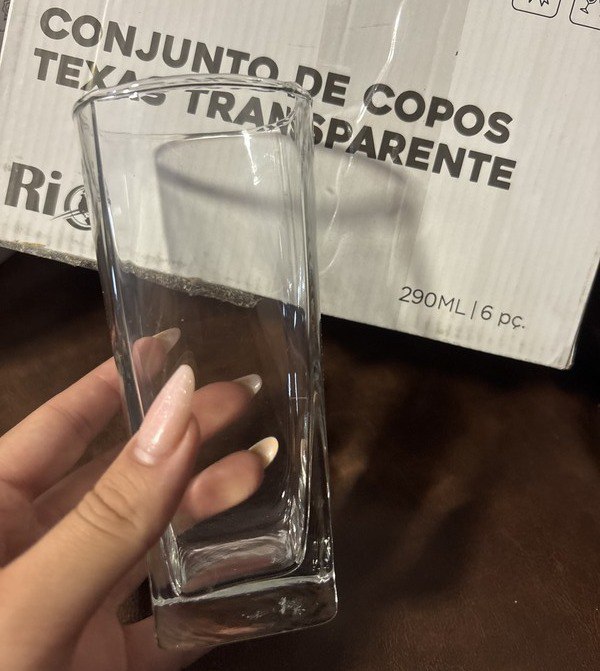 Jogo de Copos de Vidro Bali Quadrado Luxo 320ml Transparente - 12 unidades