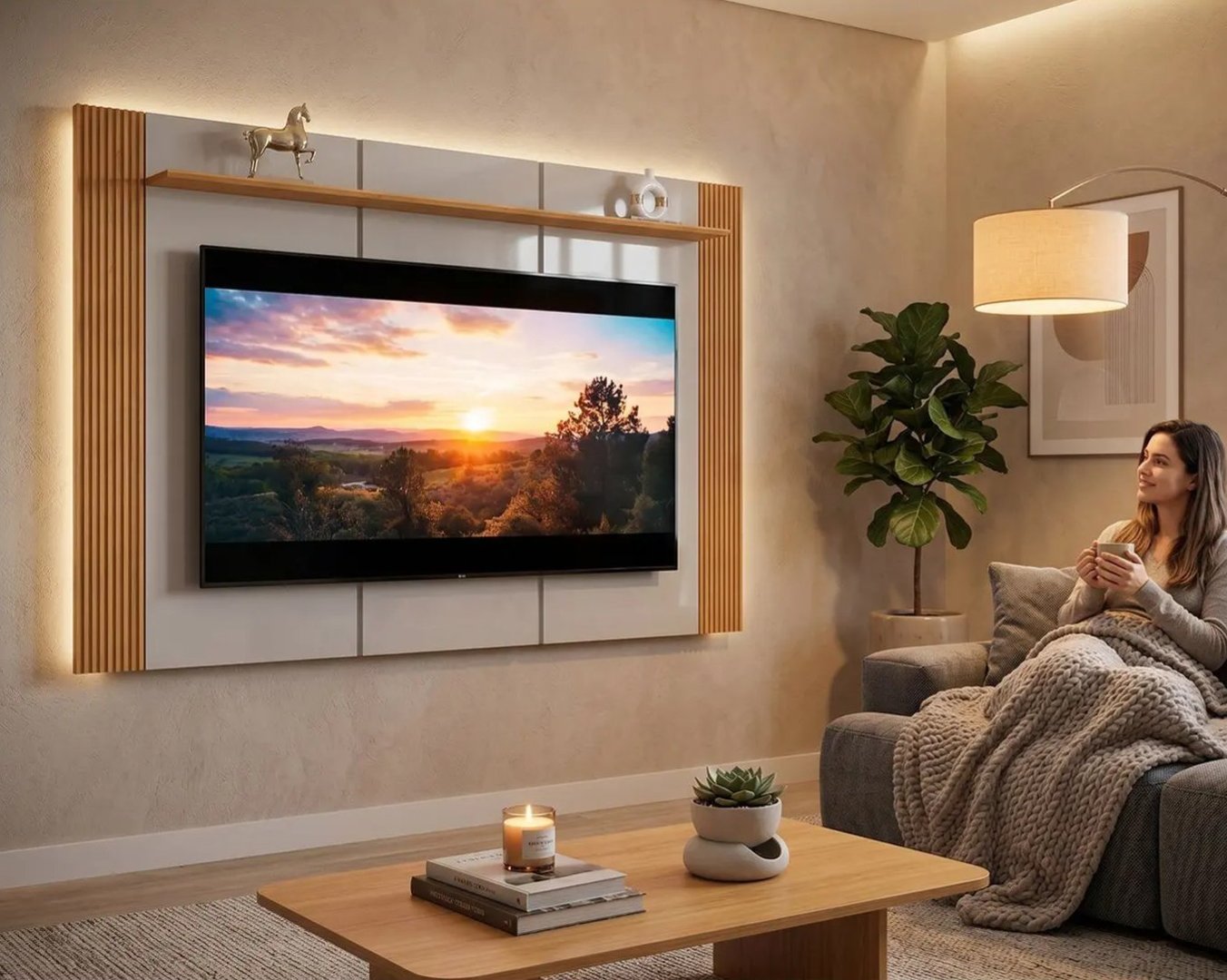 Painel para TV até 75" DJ Móveis Helo - 2 cores