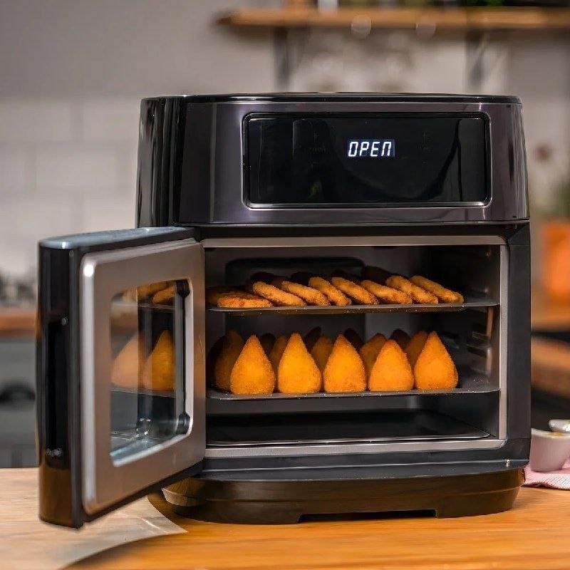 Fritadeira Elétrica Wap Air Fryer Oven Digital Black Inox 12 Litros Com Revestimento Antia...