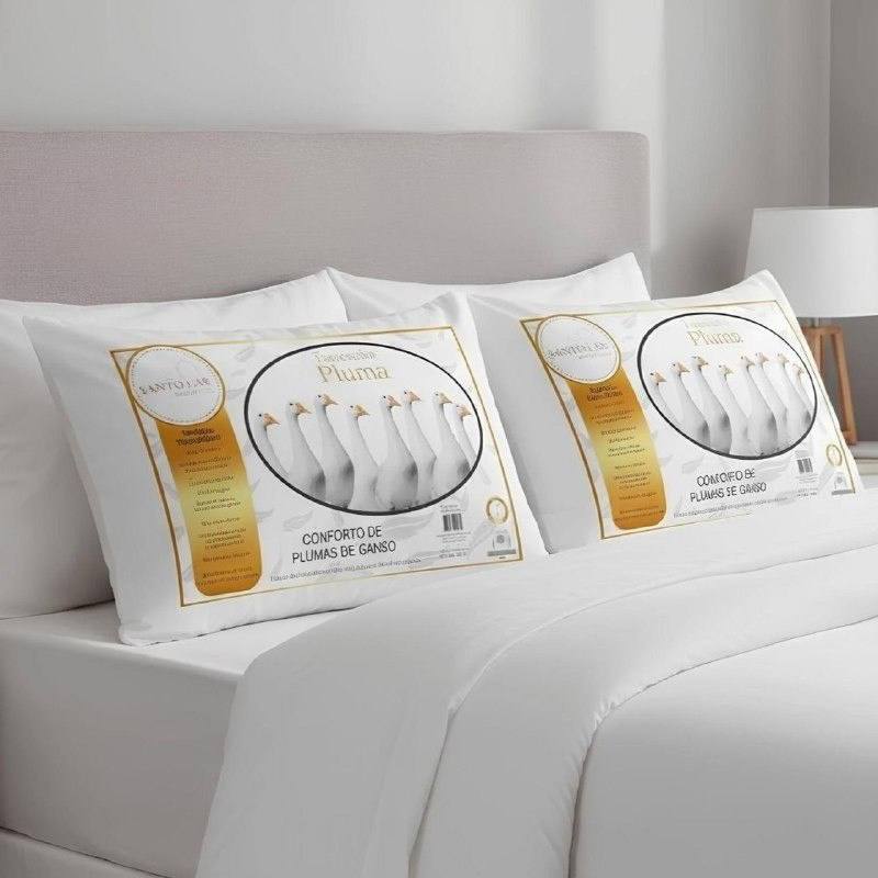 Kit 2 Travesseiros Macios Brancos Casa Laura Enxovais Pluma De Ganso Sintético Premium Hip...