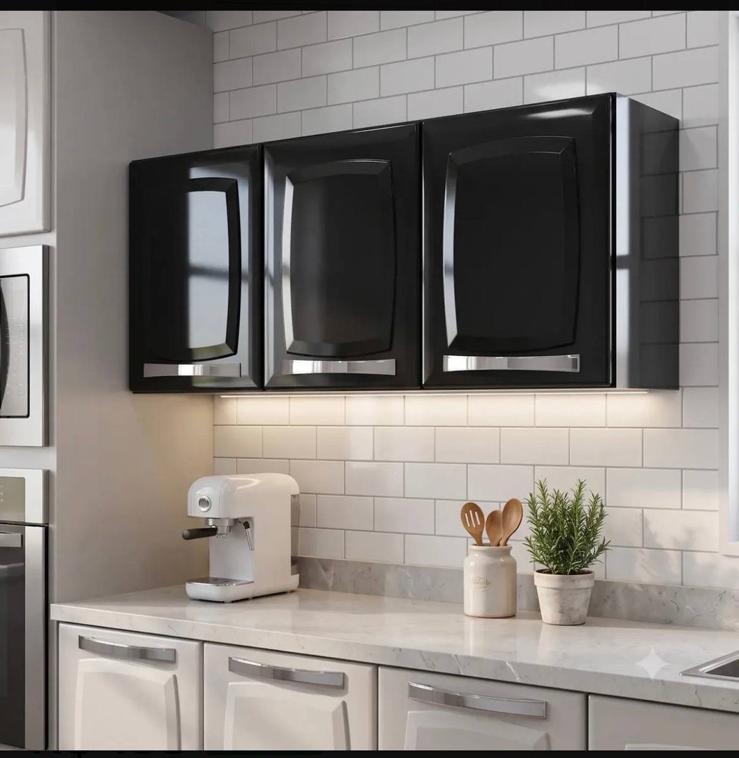 Armário Para Cozinha 3 Portas Rose Itatiaia Af Preto/branco