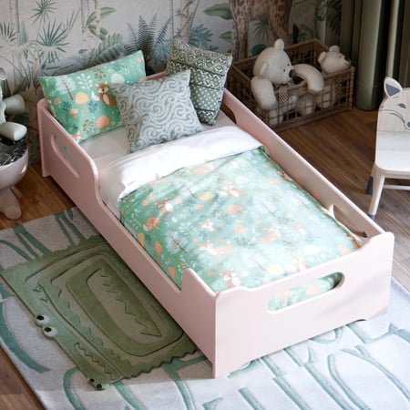 Cama Encanto Infantil Montessoriana Com Grades E Colchão
