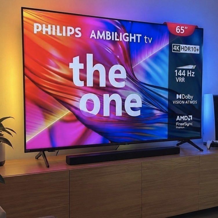 PHILIPS, Smart TV, Ambilight THE ONE 65" 4K 144 Hz, Titan OS, 65PUG8929/78, P5, DTS Play-Fi, Freesync, Dolby Vision e Atmos, 40 WRMS