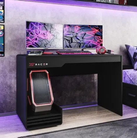 Mesa Gamer XT Racer Line Preto e Branco