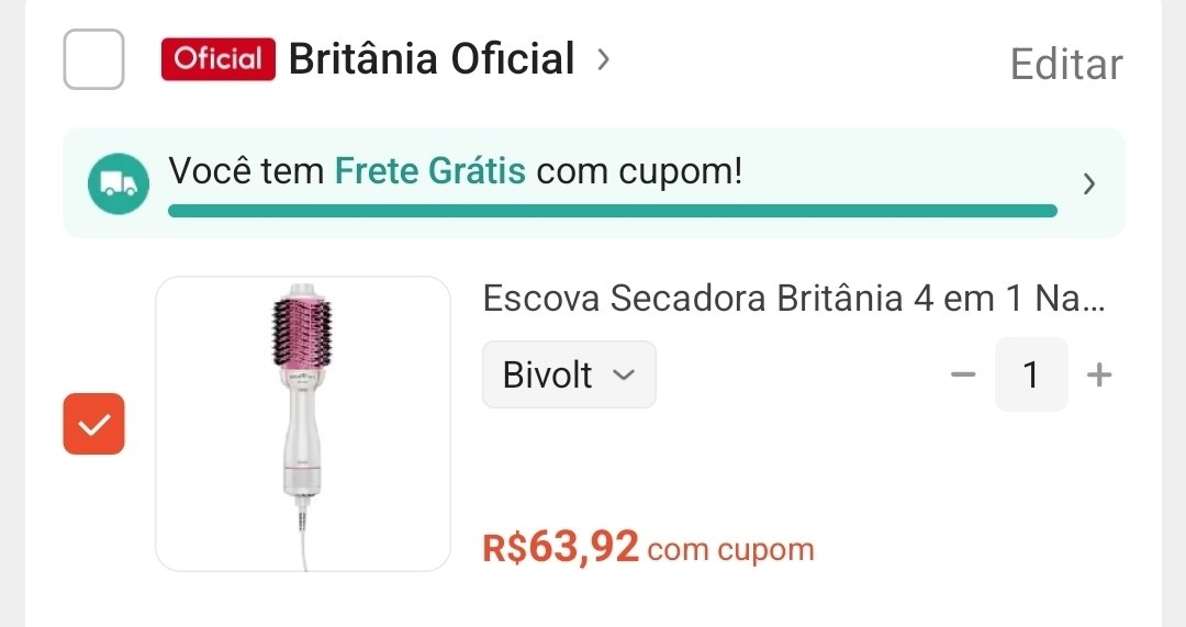 Escova Secadora Britânia 4 em 1 Nanocerâmica 1300W BELLA01