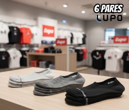 LUPO Kit 6 Pares Meia Soquete Sapatilha Invisível Esportiva Algodão Unissex Adulto, 2 Cinz...