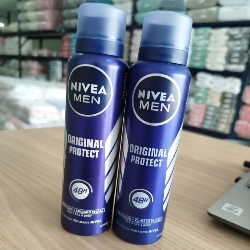 NIVEA MEN Kit Desodorante Antitranspirante Aerossol Original Protect 48h 150ml (2 unidades...