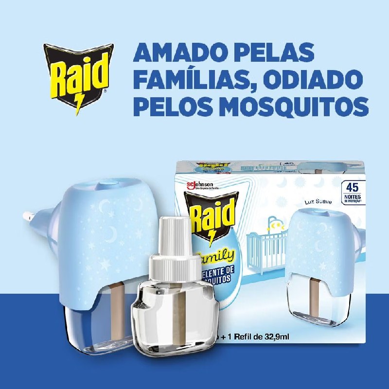 Raid Repelente Elétrico Líquido Family 45 Noites, com Refil de 32,9ml
