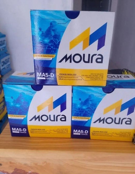 Bateria Moto Moura Cg Titan Fan Biz Bros Xre 125 150 160 5ah Direito