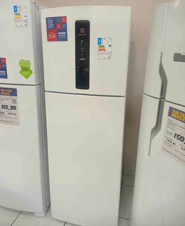 Geladeira Duplex Electrolux Efficient Frost Free Inverter AutoSense 410L Branca - 110v/220...