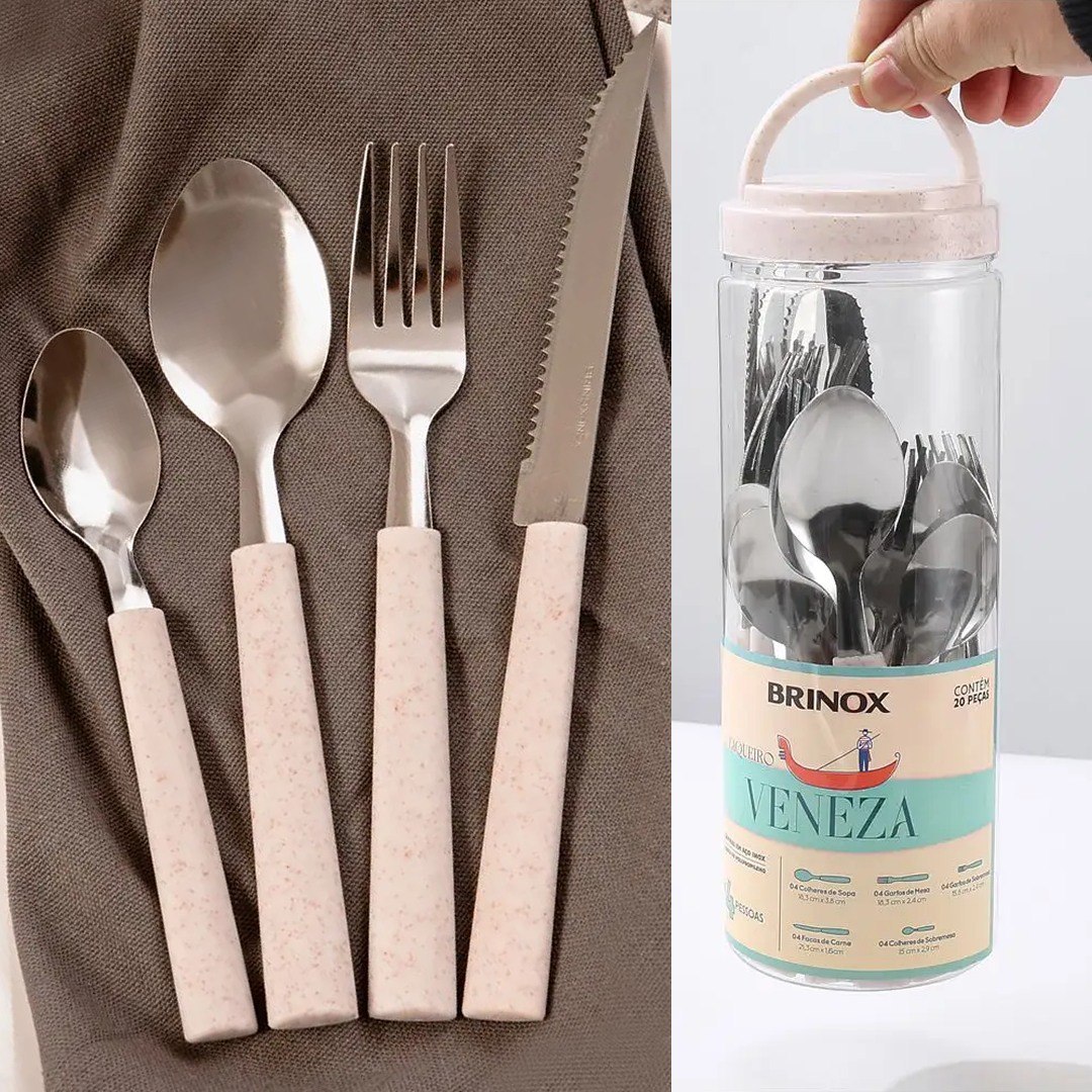 Faqueiro Brinox Veneza Inox 20 Peças - Vanilla ou Preto
