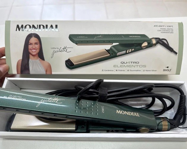 Chapinha/Prancha Mondial by Juliette 230ºC 4 Elementos (Cerâmica, Titânio, Tourmaline e Nano Silver) - Bivolt