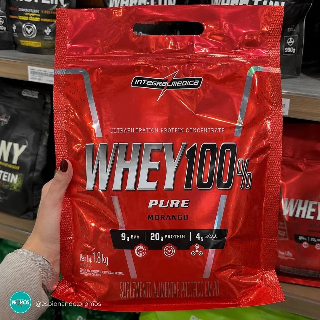 Integralmédica Whey 100% Pure Concentrado Morango 1,8kg