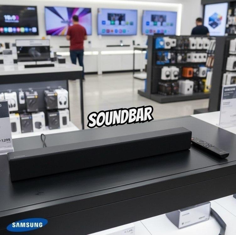 Soundbar Samsung HW-B400F, com 2.0 canais, Bluetooth, Subwoofer integrado e HDMI ARC