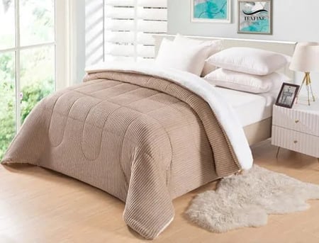 Edredom Sherpa Cobertor E Coberdrom Casal Queen Grosso Cores Cor Rose/rosa Seco