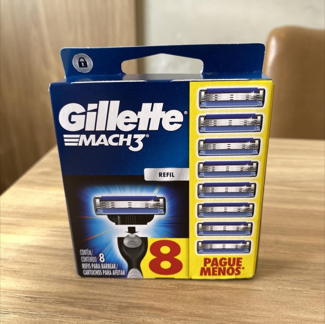 Gillette Mach3, Carga para Aparelho de Barbear com 3 Lâminas 8 Unidades