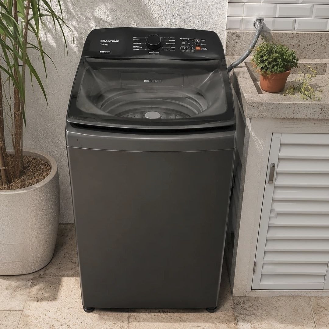 Máquina de Lavar Brastemp 14Kg Cinza Smart Sensor- BWJ14A9