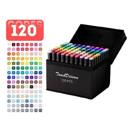 Conjunto Canetas Marcador Canetinha Ponta Dupla 120cores Kit