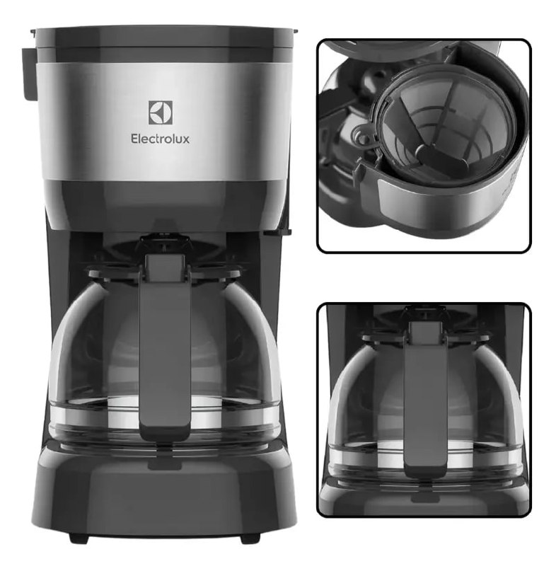 Cafeteira elétrica Electrolux inox filtro permanente removivel corta pingos capacidade 600ml 15 xicaras função manter aquecido sistema ECM10