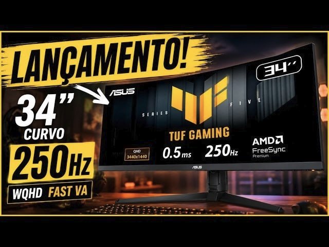 Monitor de jogador Asus Tuf VG34WQML5A 34 Wqhd 250 Hz 0,5 m preto curvo