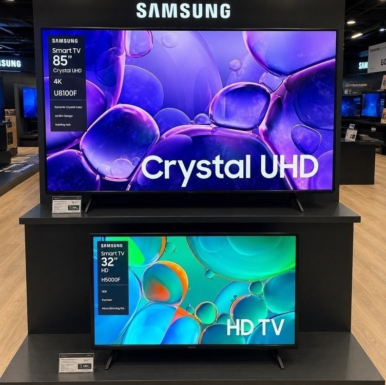 Smart TV 85" Crystal UHD 4K U8100F + Smart TV 32" HD H5000F