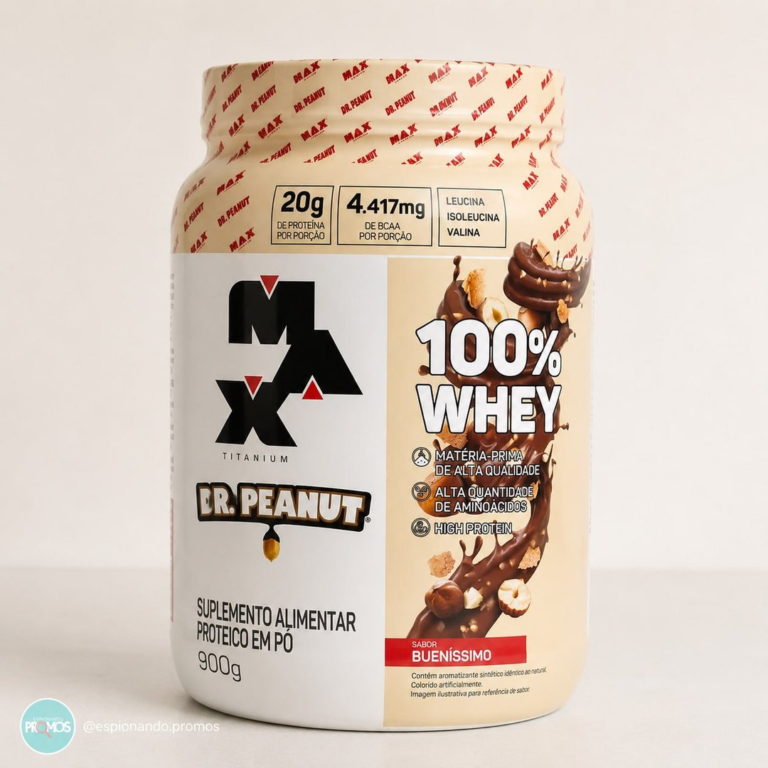 100% Whey Max Titanium x Dr. Peanut (900g), Sabor Bueníssimo