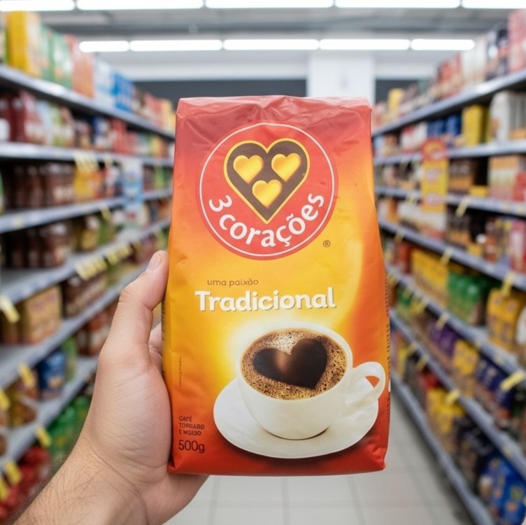 3 Corações Café Torrado E Moído Tradicional Pacote 500G