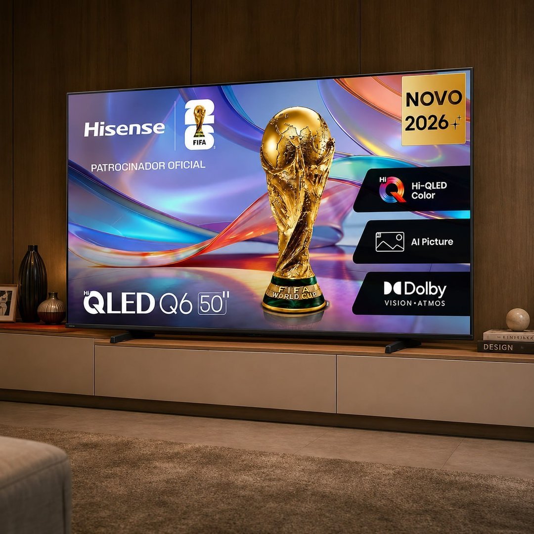 Hisense Smart TV 4K 50" Polegadas 50Q6QVV com Processador AI, Dolby Vision, HDR10+, HLG, Filmmaker Mode, Dolby Gaming, Dolby Atmos, MiraCast e Compatibilidade Alexa e Google