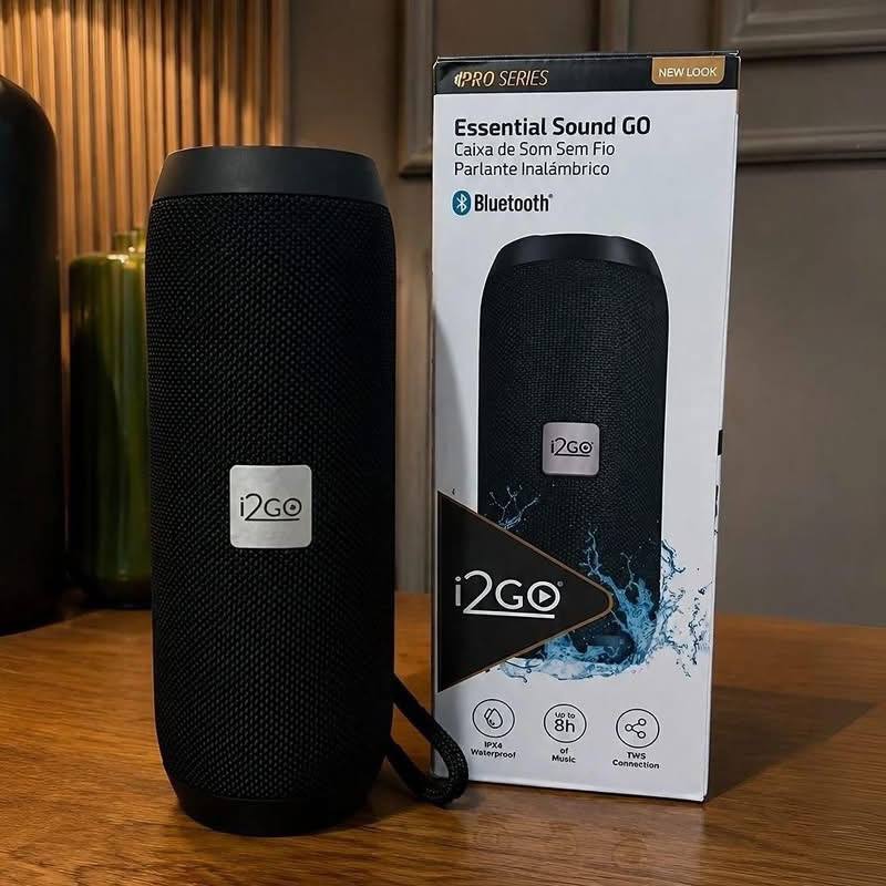 Caixa De Som Bluetooth Essential Sound Go I2go 10w Rms Resistente À Água E Até 8h De Bateria Preto 127/220v
