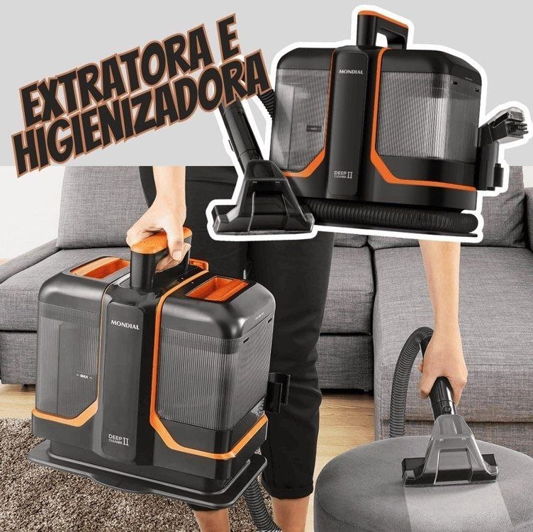 MONDIAL Extratora e Higienizadora Portátil Deep Cleaner II, Preto/Laranja, 1800W,   EXP-02...