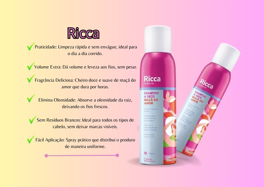 Shampoo a Seco Maçã do Amor da  Ricca🍎😍