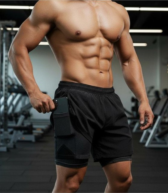 🤓Shorts 2 Em 1 Térmico De Compressão Bolso Secreto Academia