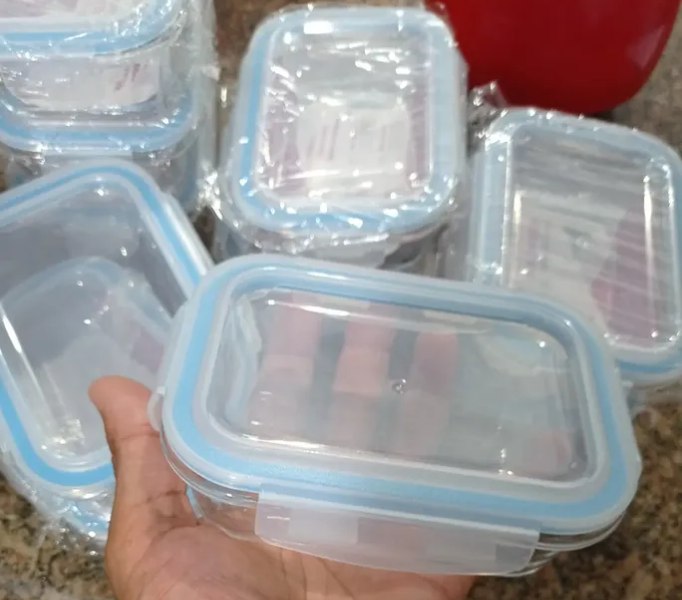 Conjunto 5 Potes Vidro PRATICASA Hermético Mantimentos Marmita - 370ml