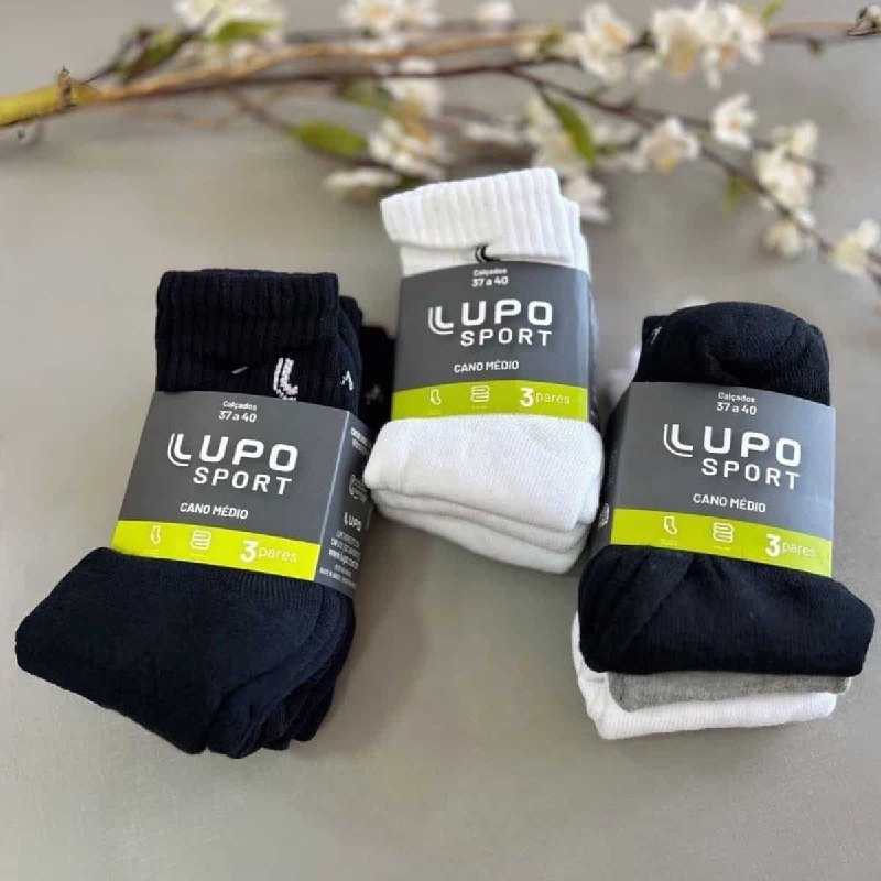 Kit 6 Pares Meias Lupo Cano Médio Esportivas Academia