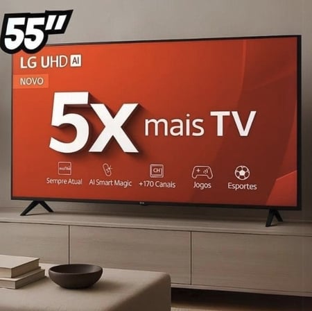 Smart TV 4K 55" LG UHD 55UT8000 Processador A5 Ger7 AI Alexa