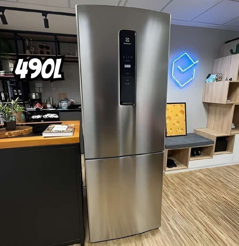 Geladeira Electrolux Frost Free Inverse Inverter 490L Efficient AutoSense Ai Inox Look - 220v