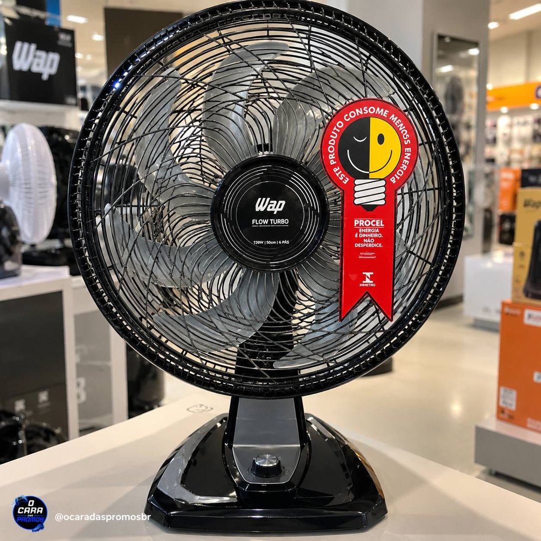 WAP Ventilador de Mesa e Parede 50cm FLOW TURBO, com Tecnologia Silenciosa e Econômica, 8 Pás e 3 Velocidades, 180W 127V