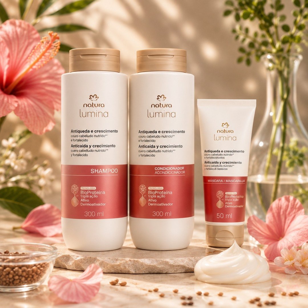 Kit Shampoo, Condicionador e Máscara Lumina Antiqueda e Crescimento